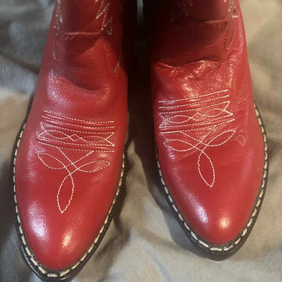 Old West Red Boots Size 2 - Picture 3 of 6